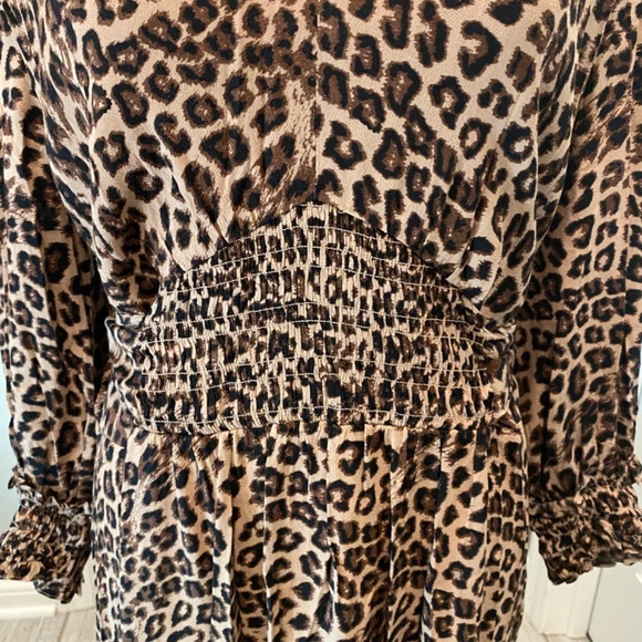 Whistles Jungle Cheetah Shirred Midi Dress leopard animal print 16891 - Picture 7 of 16